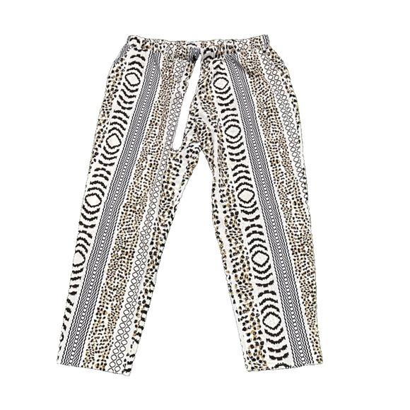 Natori Pants - JOSIE NATORI Lounge Pull On Boho Patterned DRAWSTRING PANTS SIZE L
